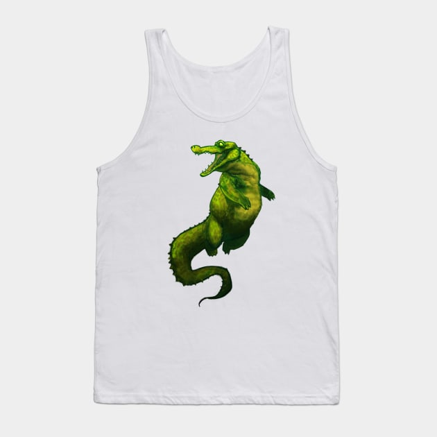 Cute Chunky Crocodile Alligator Swimming Cartoon Illustration Tank Top by Stilo29